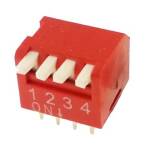 DIP-switch 4-polig piano type rood 2.54mm pitch